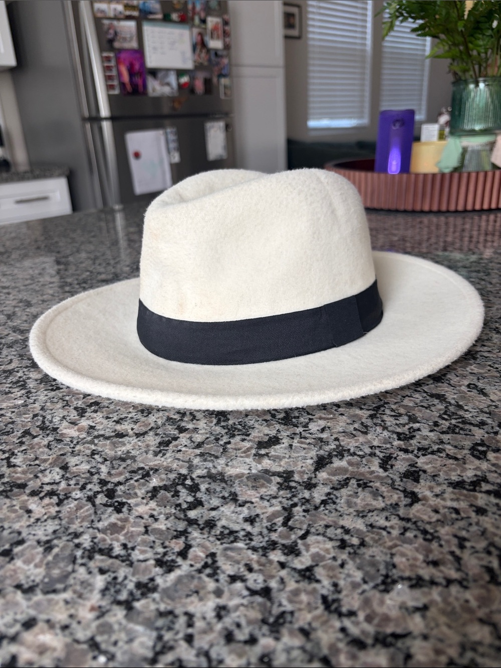 Forever 21 Cream Fedora with Black Band